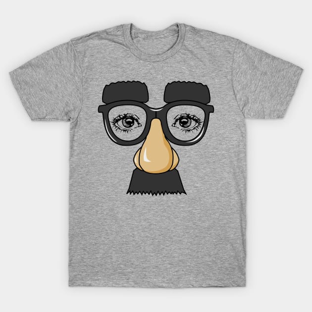 Funny Face Disgiuse - Funny Glasses Eyebrows Nose and Mustache T-Shirt by BigRaysTShirts